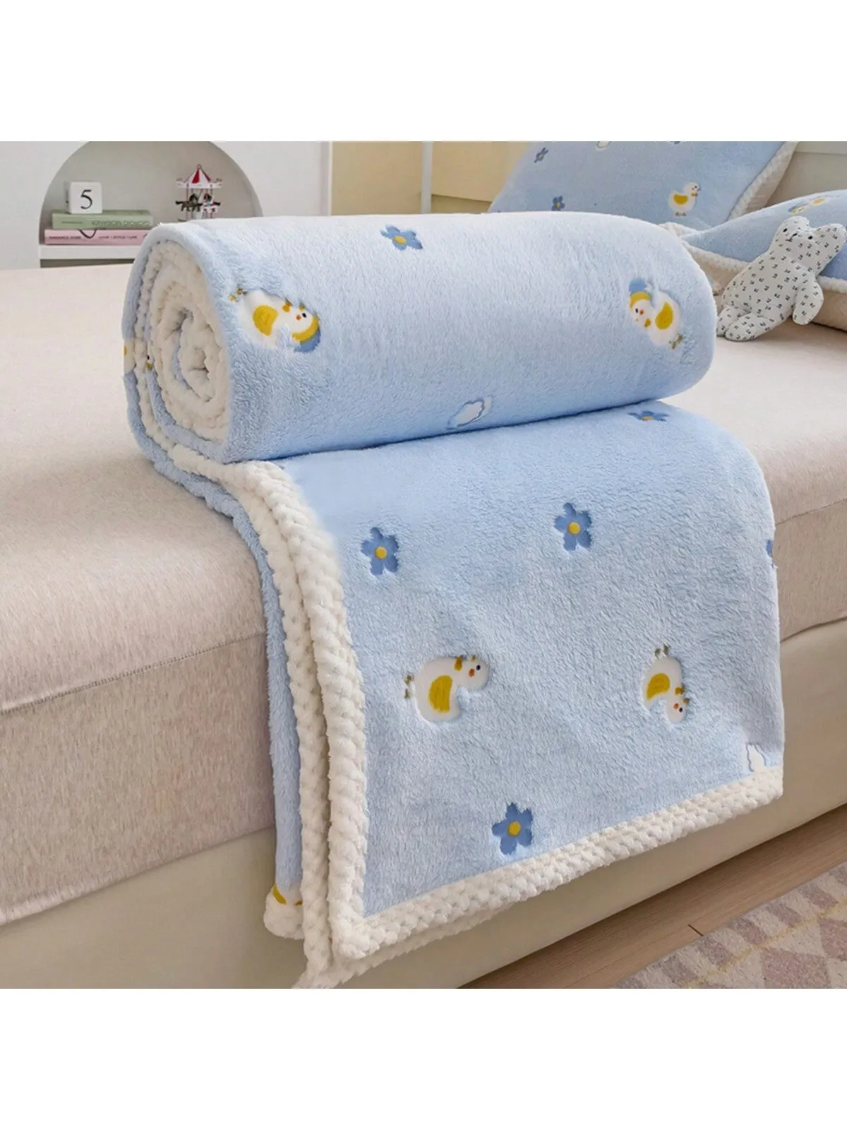 1PC 70*100cm Yellow Flower Newborn Cute Cartoon Soft Coral Fleece Baby Blanket Of The Bedding Items
