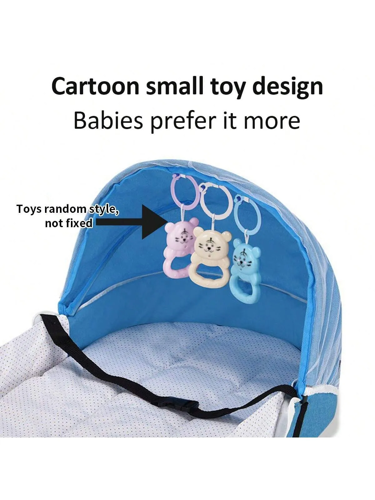 1pc Blue Portable Foldable Anti-pressure Bed Inner Bed For Newborn Baby, Can Be Used As Travel Bassinet
