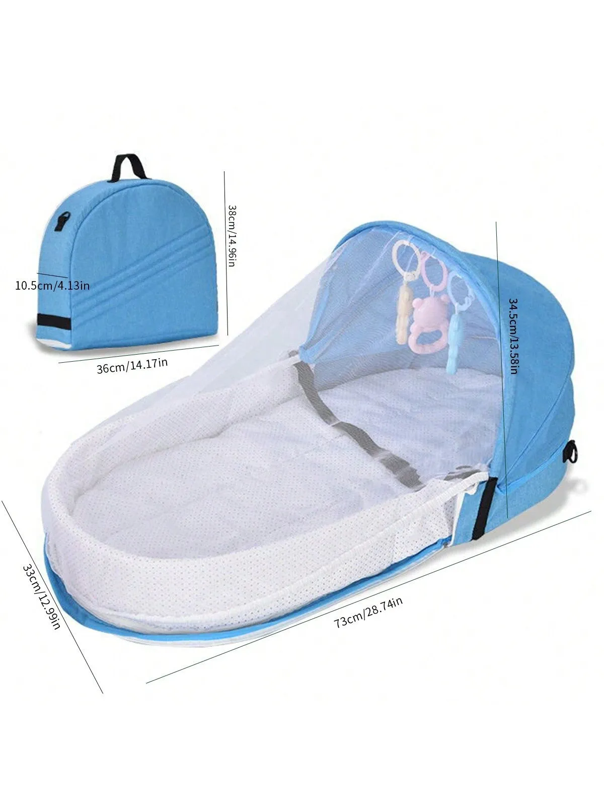 1pc Blue Portable Foldable Anti-pressure Bed Inner Bed For Newborn Baby, Can Be Used As Travel Bassinet