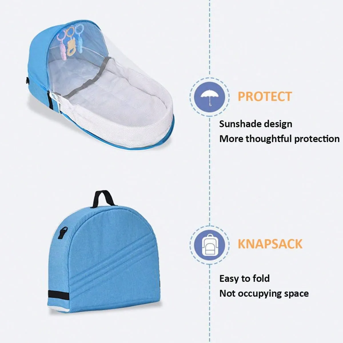 1pc Blue Portable Foldable Anti-pressure Bed Inner Bed For Newborn Baby, Can Be Used As Travel Bassinet