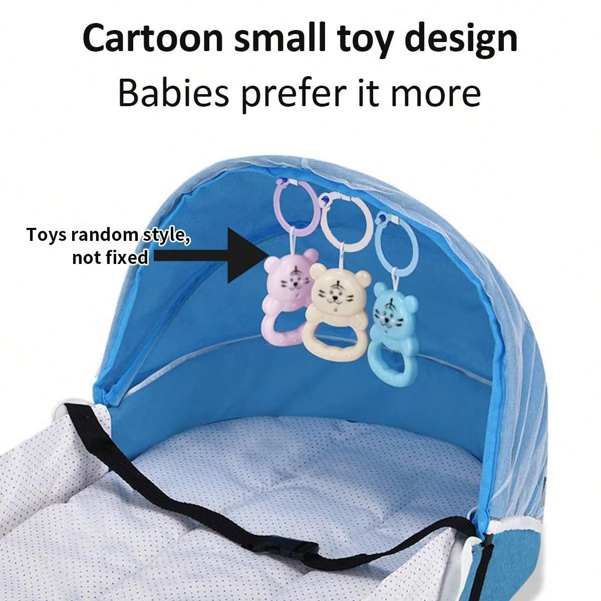 1pc Blue Portable Foldable Anti-pressure Bed Inner Bed For Newborn Baby, Can Be Used As Travel Bassinet