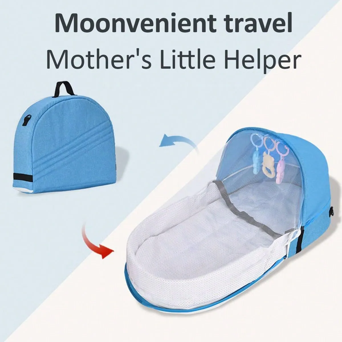 1pc Blue Portable Foldable Anti-pressure Bed Inner Bed For Newborn Baby, Can Be Used As Travel Bassinet