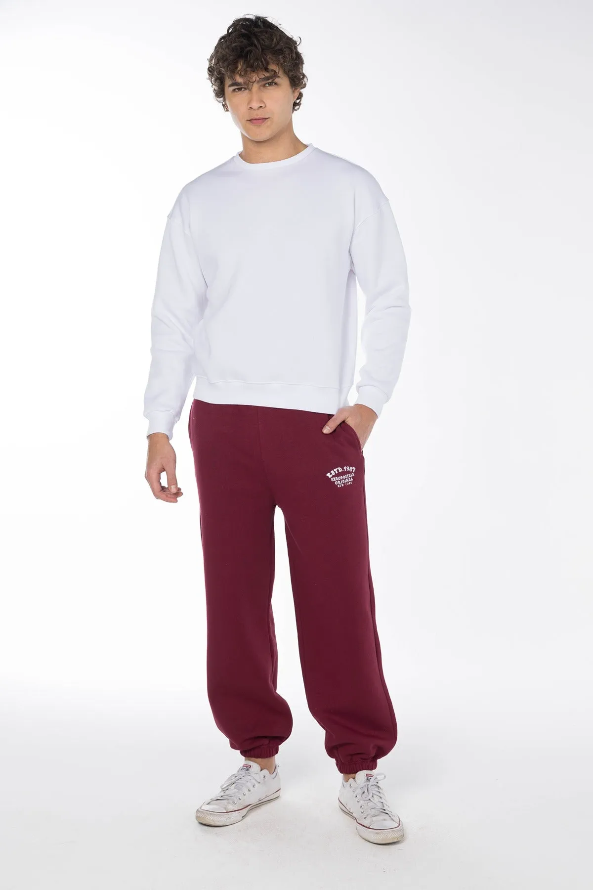 AEROPOSATE ORIGINIAL ESTD. 1987 JOGGER SWEATPANTS-DKRED