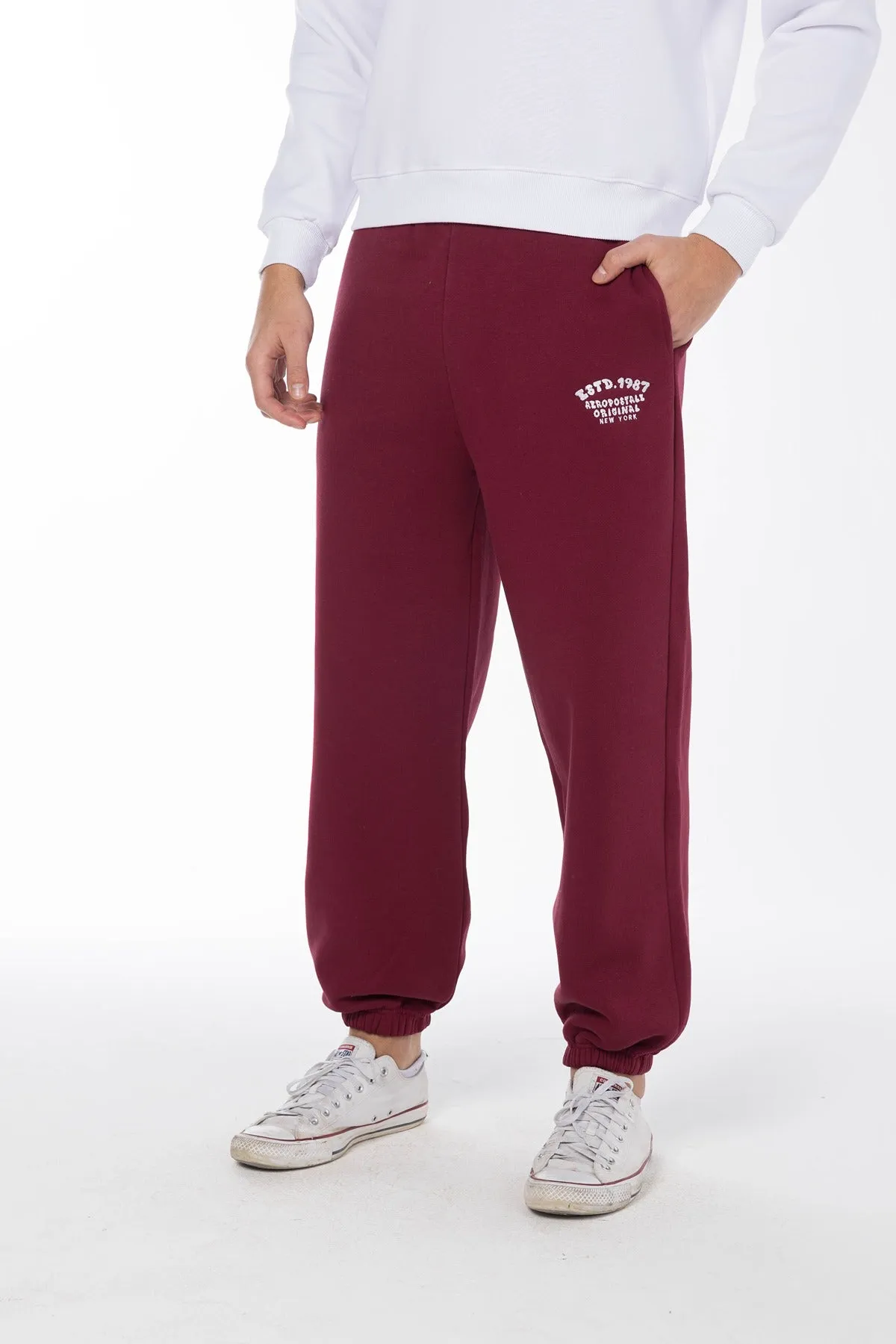AEROPOSATE ORIGINIAL ESTD. 1987 JOGGER SWEATPANTS-DKRED