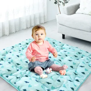 Baby Play Mat | Playpen Mat - 72'' x 59'', Thicker Padded Tummy Time Activity Mat for Infant & Toddler, Blue Dinosaur