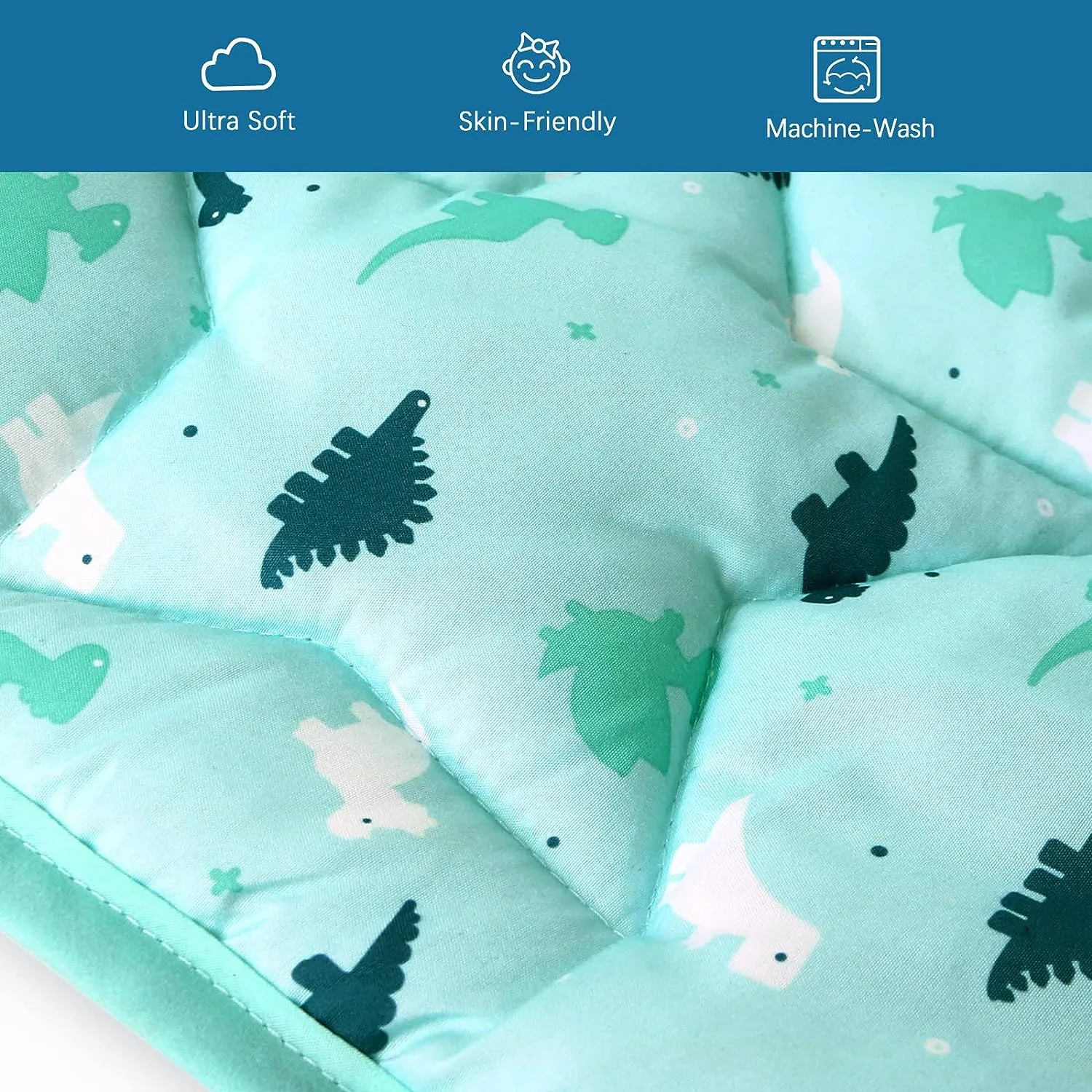 Baby Play Mat | Playpen Mat - 72'' x 59'', Thicker Padded Tummy Time Activity Mat for Infant & Toddler, Blue Dinosaur