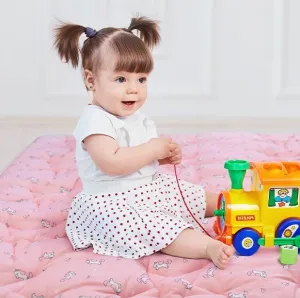 Baby Play Mat | Playpen Mat - 72'' x 59'', Thicker Padded Tummy Time Activity Mat for Infant & Toddler, Pink Horse