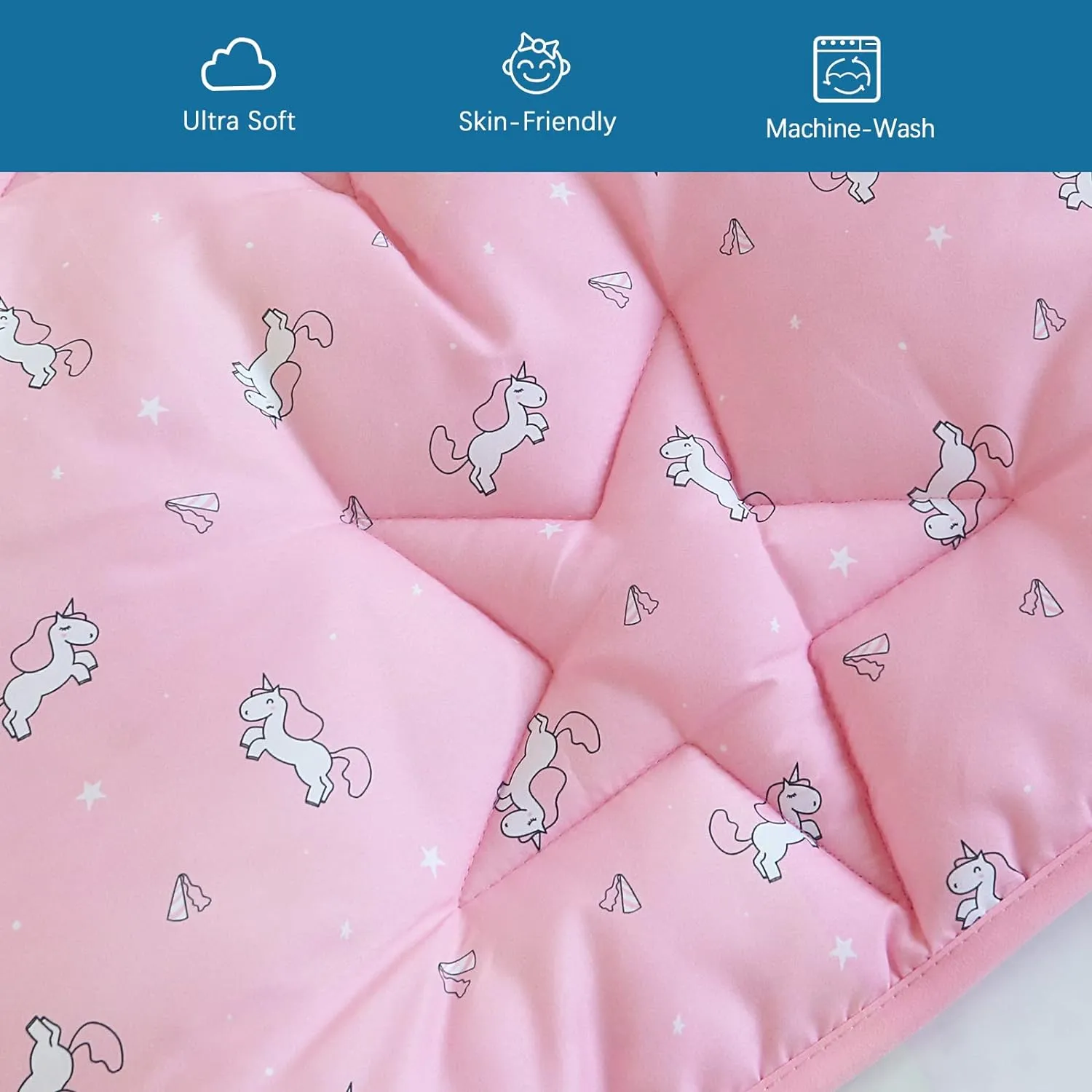 Baby Play Mat | Playpen Mat - 72'' x 59'', Thicker Padded Tummy Time Activity Mat for Infant & Toddler, Pink Horse