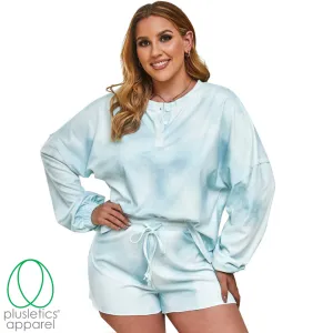 Cozy Plush - Long Sleeve Shorts Set - Azure