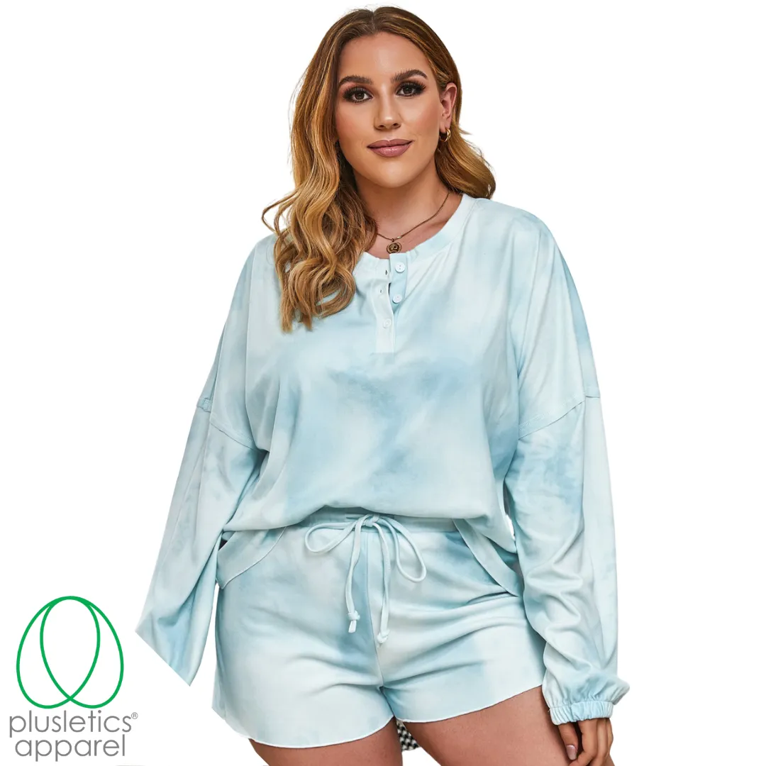 Cozy Plush - Long Sleeve Shorts Set - Azure