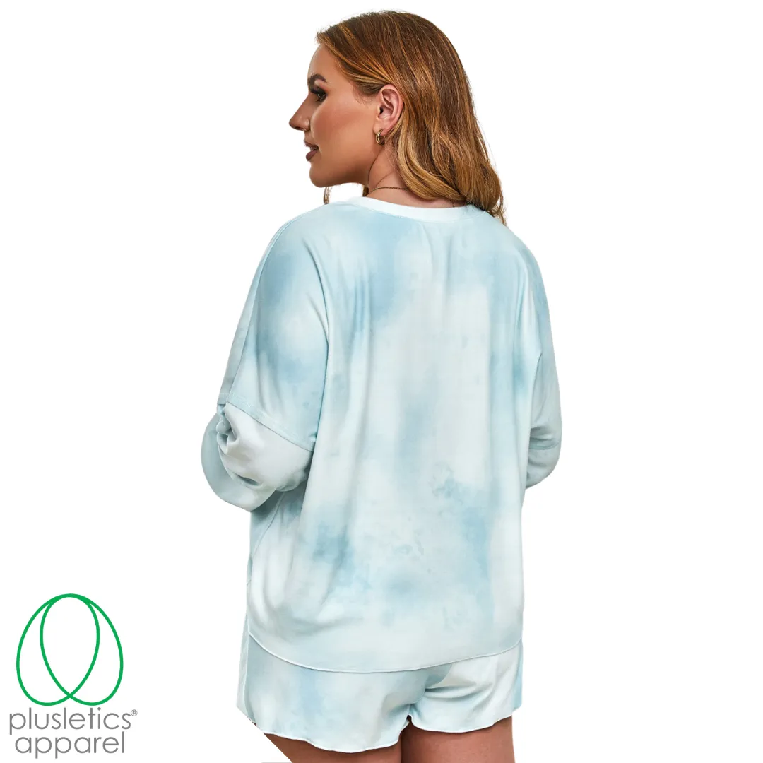 Cozy Plush - Long Sleeve Shorts Set - Azure