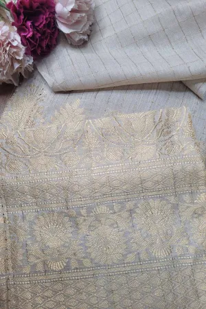 Dyeable Banarasi Handloom Pure Moonga Silk Fabric ( 2.5 Mtr )