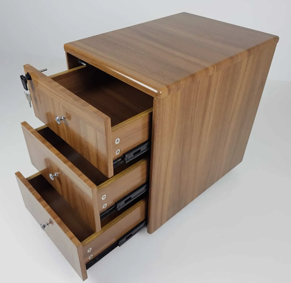 Executive Light Oak Desk With Leather Detailing - With Pedestal and Return - 1819