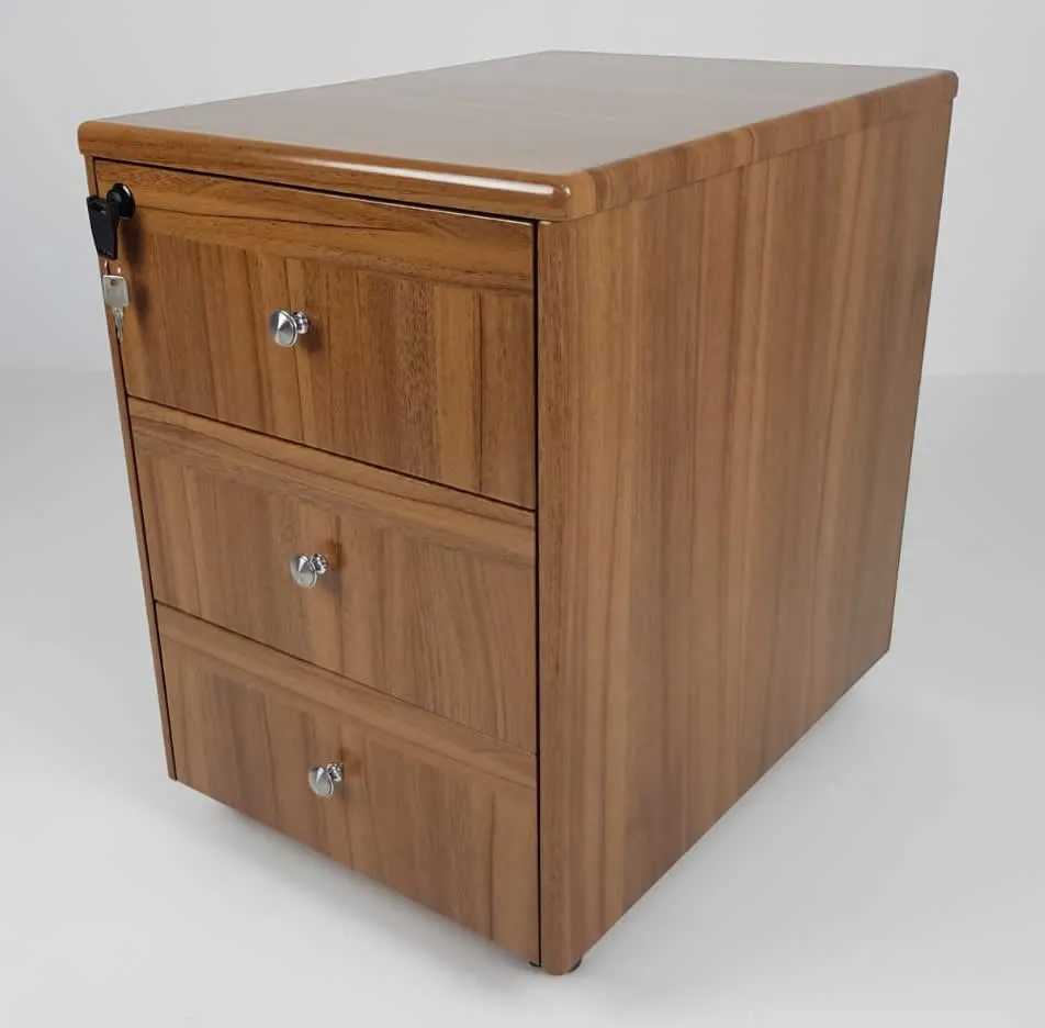 Executive Light Oak Desk With Leather Detailing - With Pedestal and Return - 1819