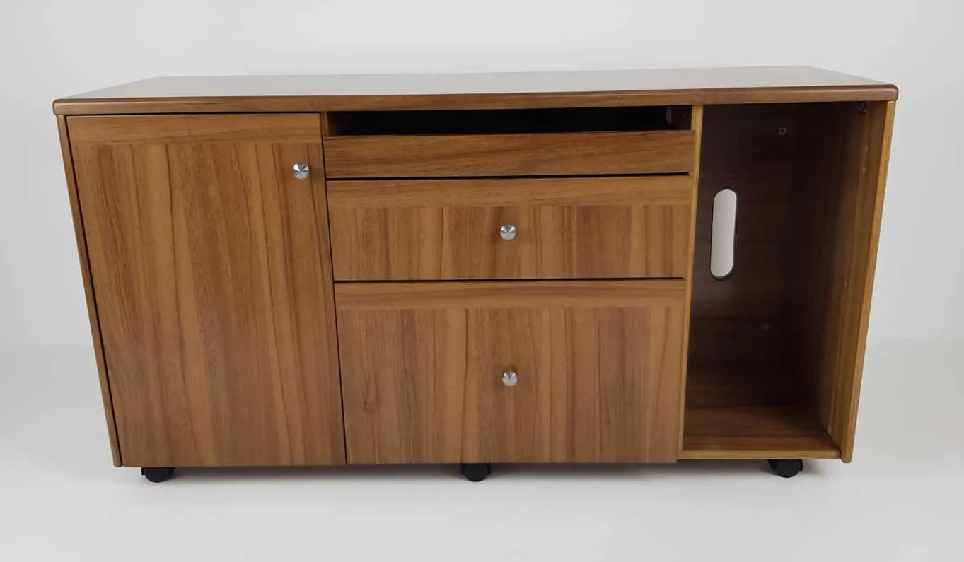 Executive Light Oak Desk With Leather Detailing - With Pedestal and Return - 1819