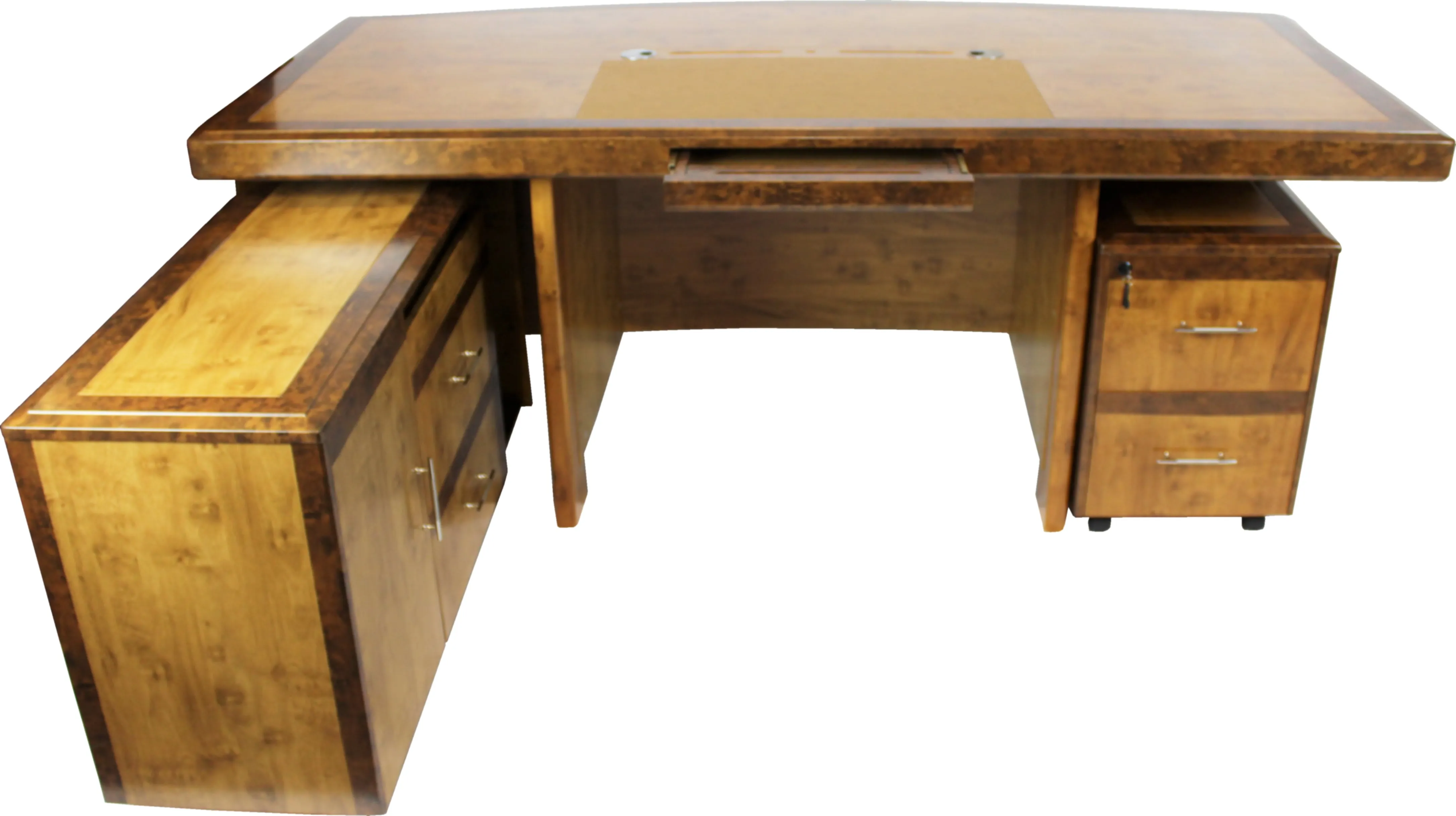 High Quality Executive Desk In Two Tone Yew Finish with Pedestal and Return - HSN-1862