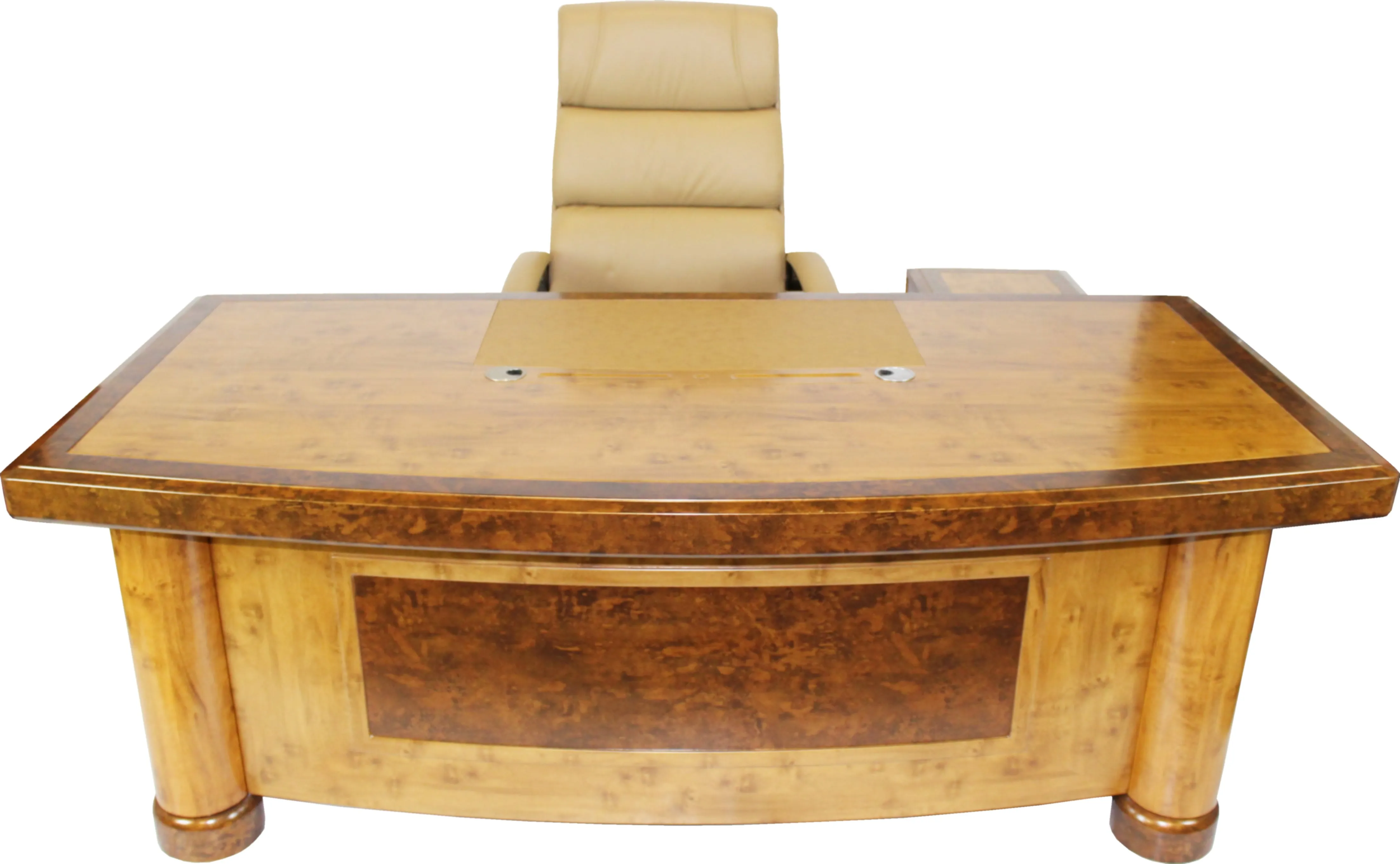 High Quality Executive Desk In Two Tone Yew Finish with Pedestal and Return - HSN-1862
