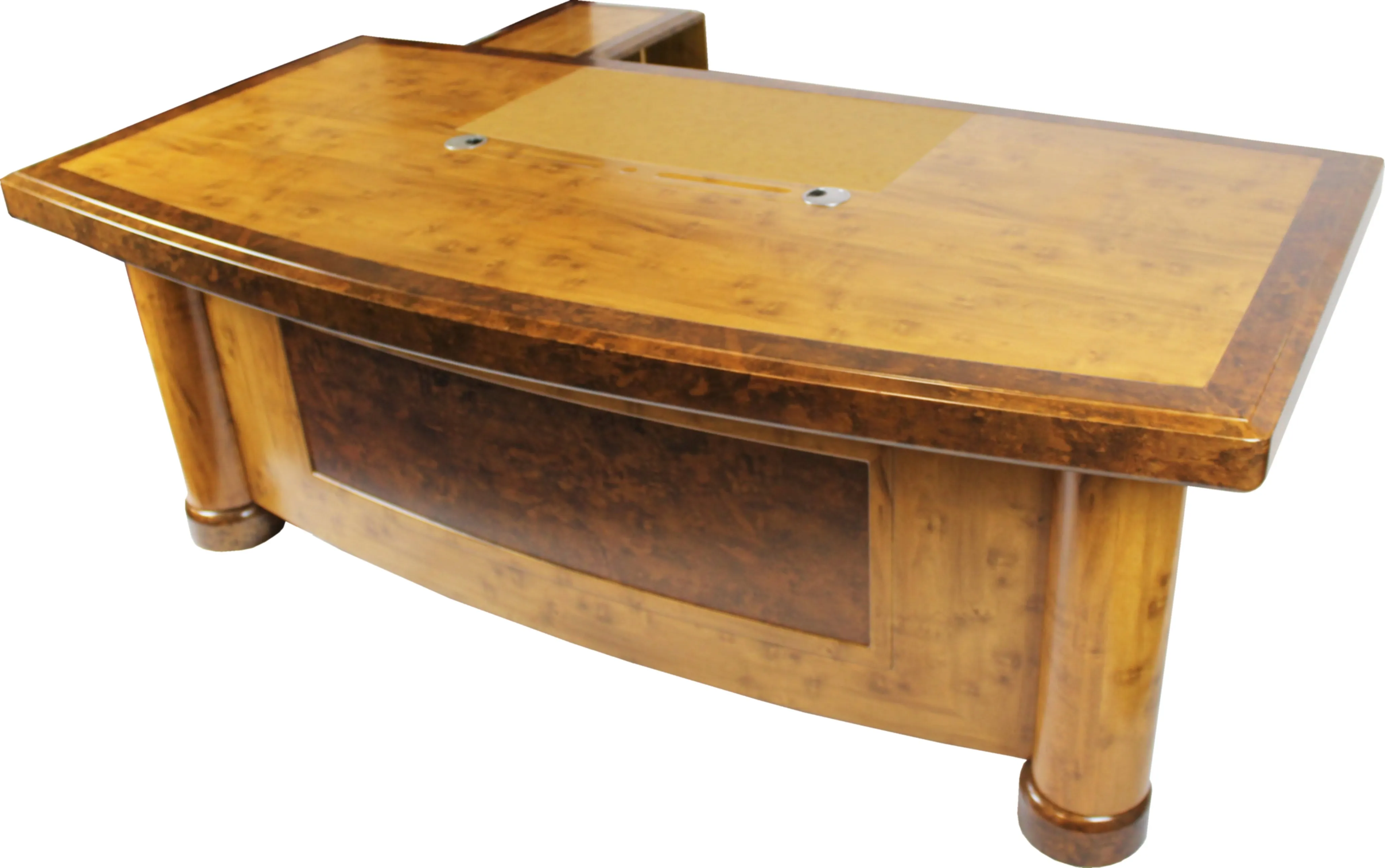 High Quality Executive Desk In Two Tone Yew Finish with Pedestal and Return - HSN-1862