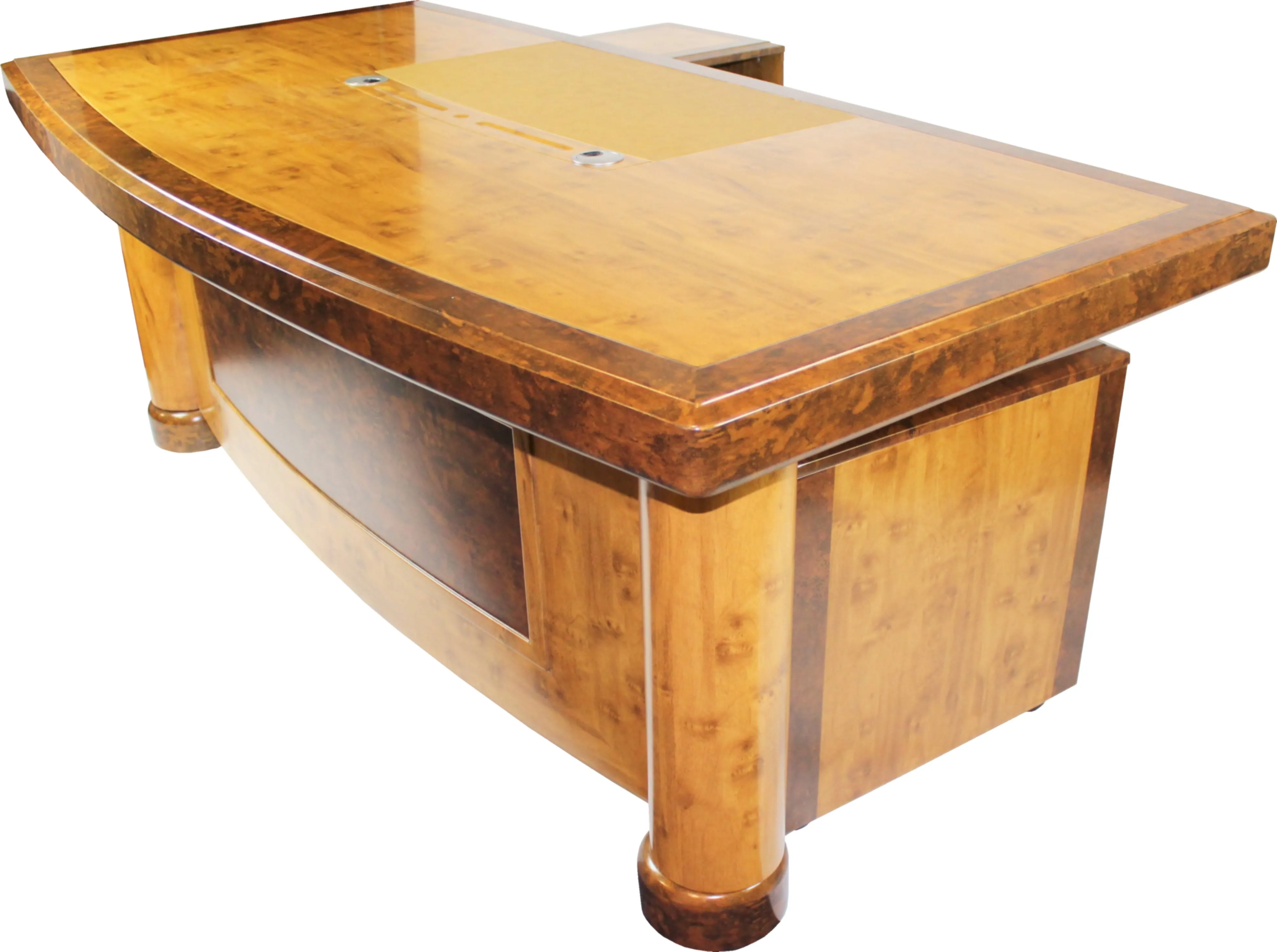 High Quality Executive Desk In Two Tone Yew Finish with Pedestal and Return - HSN-1862
