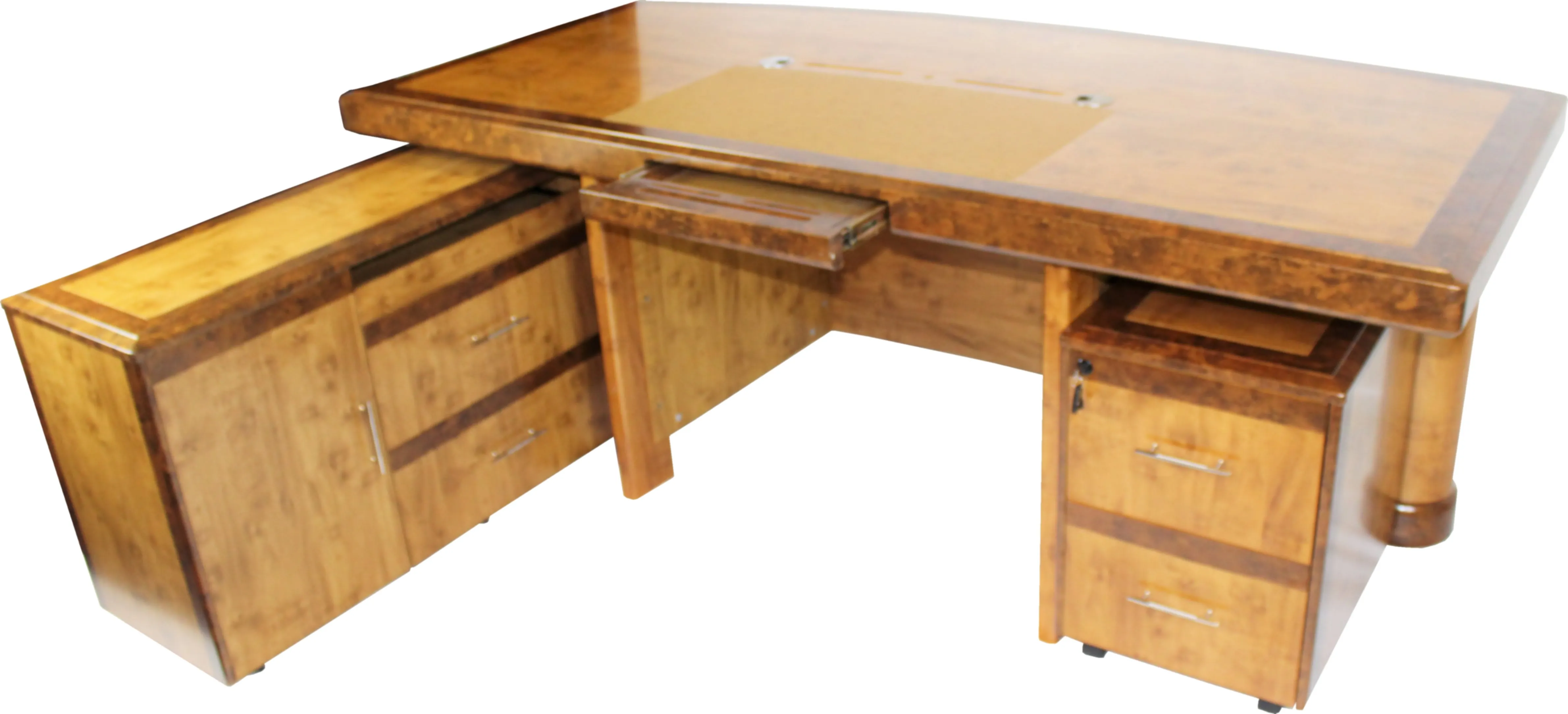 High Quality Executive Desk In Two Tone Yew Finish with Pedestal and Return - HSN-1862