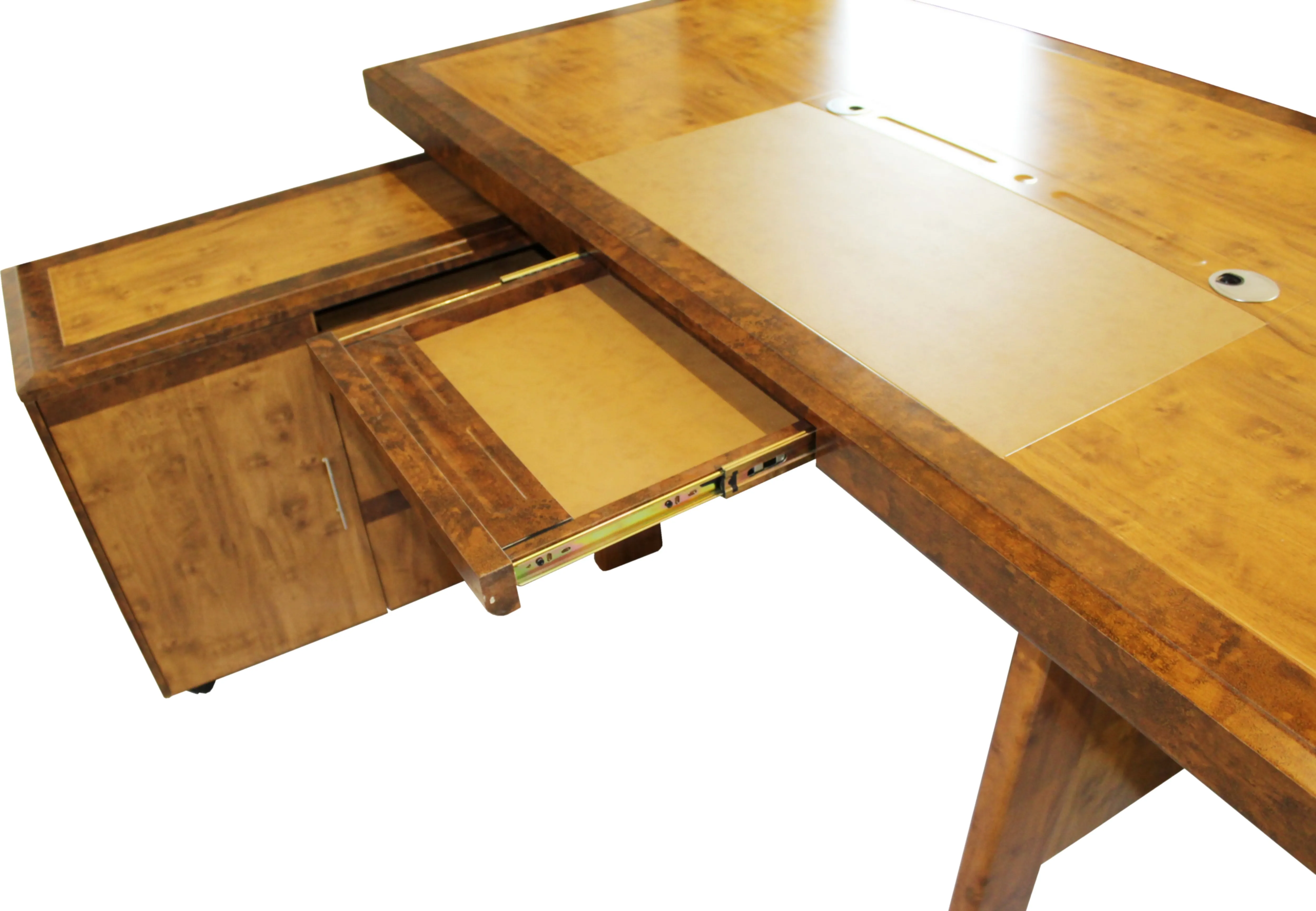 High Quality Executive Desk In Two Tone Yew Finish with Pedestal and Return - HSN-1862