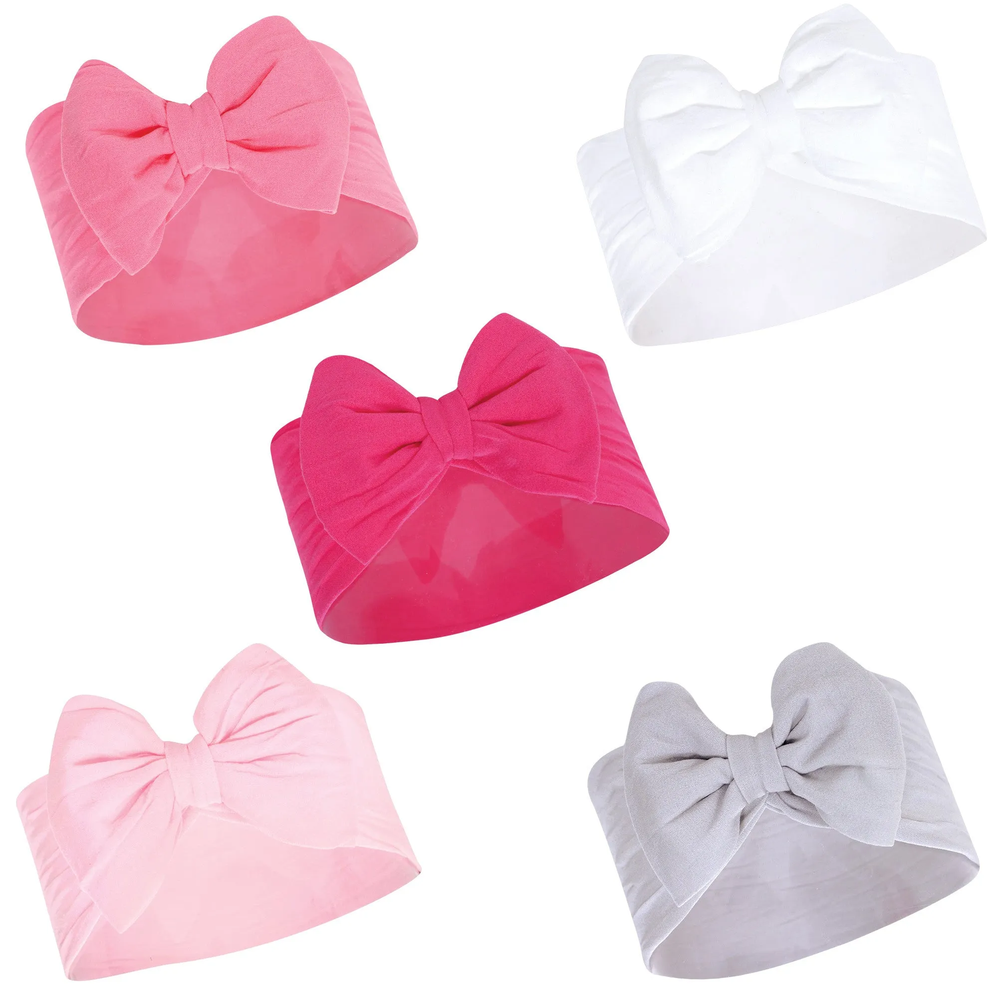 Hudson Baby Cotton and Synthetic Headbands, White Pink