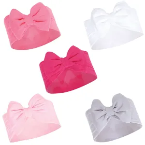 Hudson Baby Cotton and Synthetic Headbands, White Pink