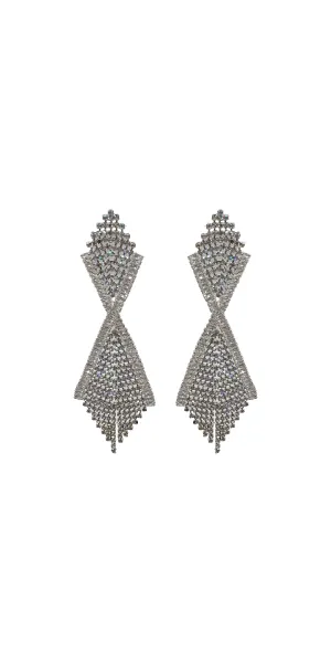 Iridescent Double Diamond Rhinestone Duster Earrings