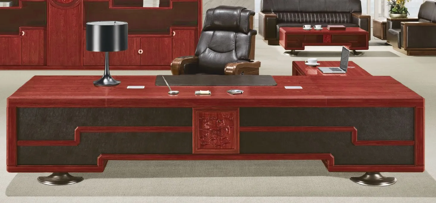 Luxury Large Executive Office Desk with Built in Storage and Side Return - 3200mm / 3400mm / 3600mm / 3800mm - P2N361