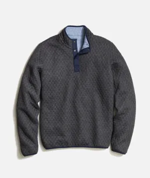 Marine Layer Corbet Quilted Reversible Pullover in Light Blue / Charcoal