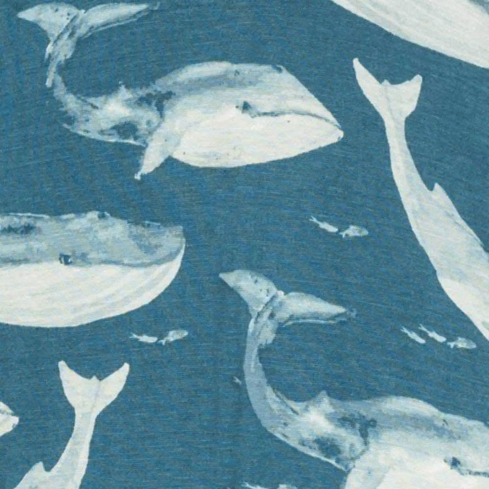 Milkbarn Blue Whale Bamboo Zipper Footed Romper