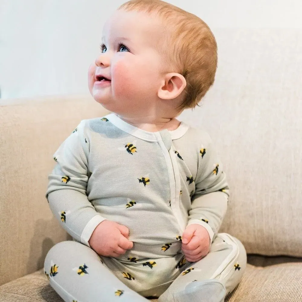Milkbarn Blue Whale Bamboo Zipper Footed Romper