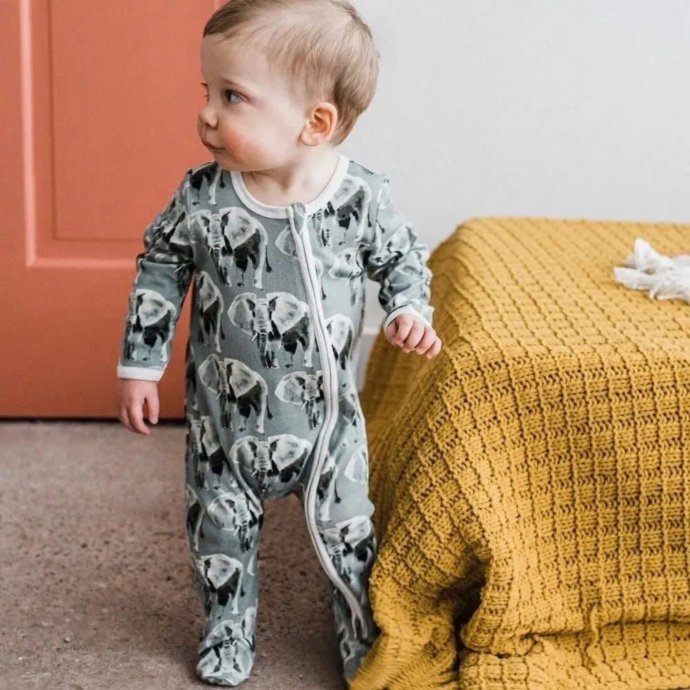 Milkbarn Blue Whale Bamboo Zipper Footed Romper
