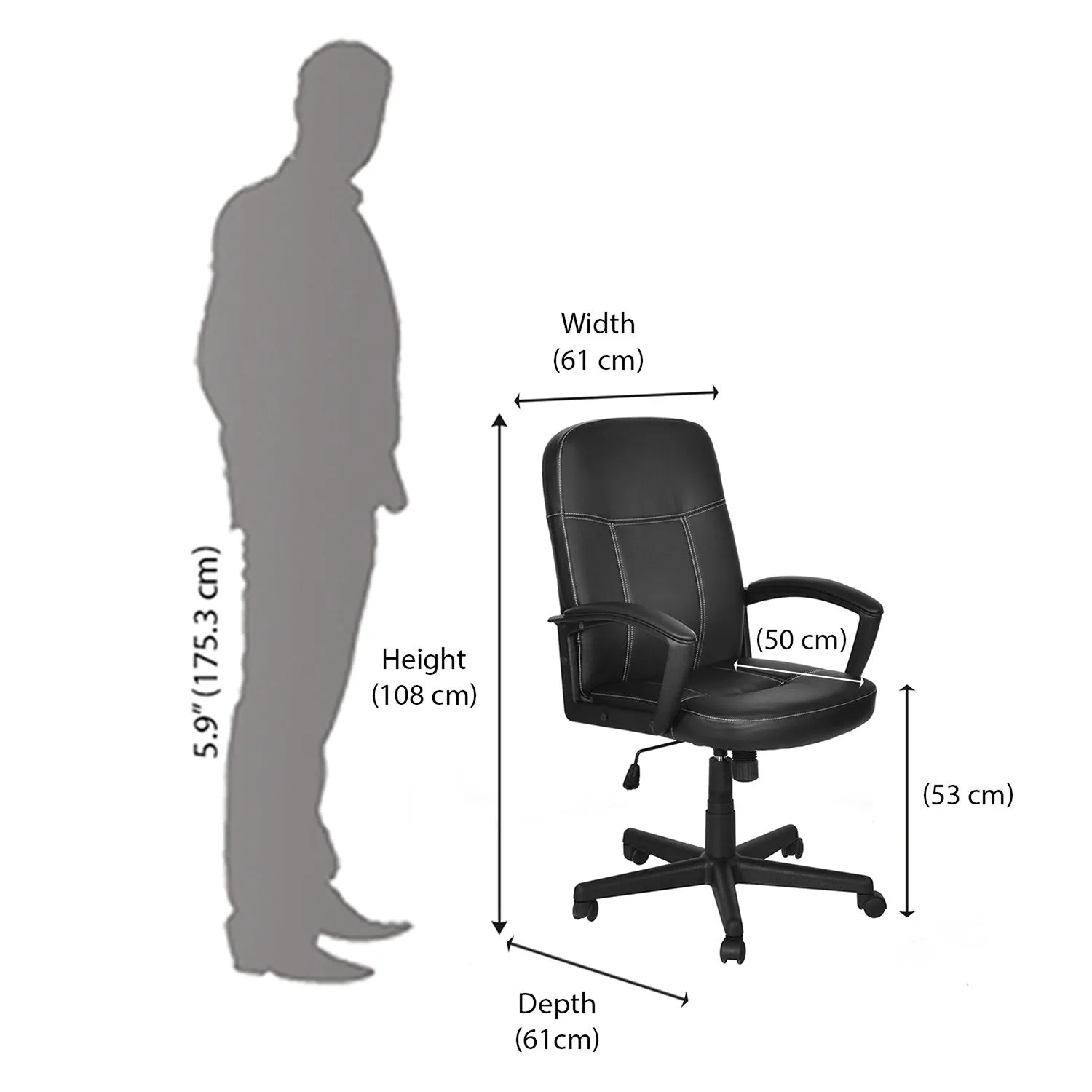 Nilkamal Mayor Mid Back Office Chair (Black)