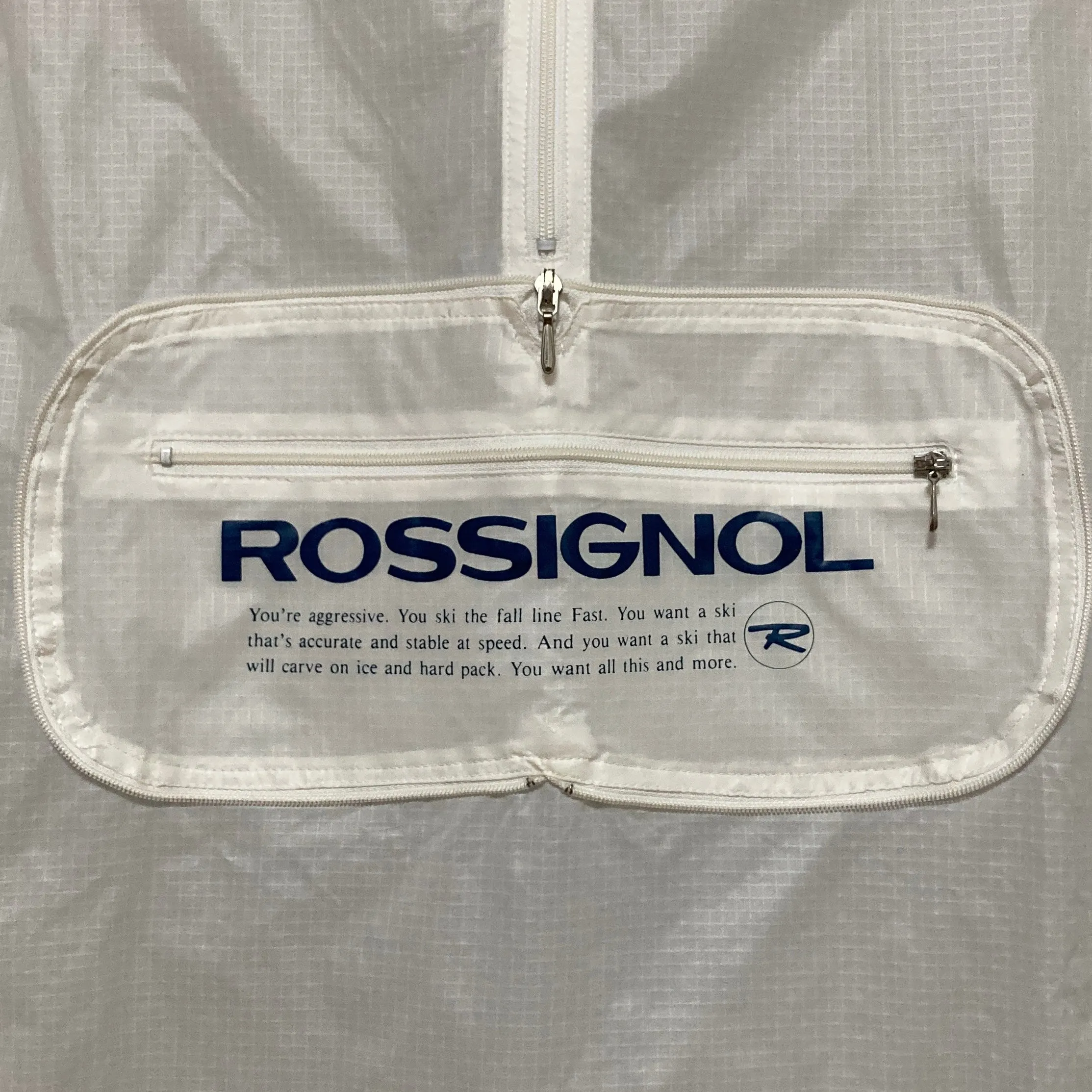 Rossignol ski white nylon pullover hoodie