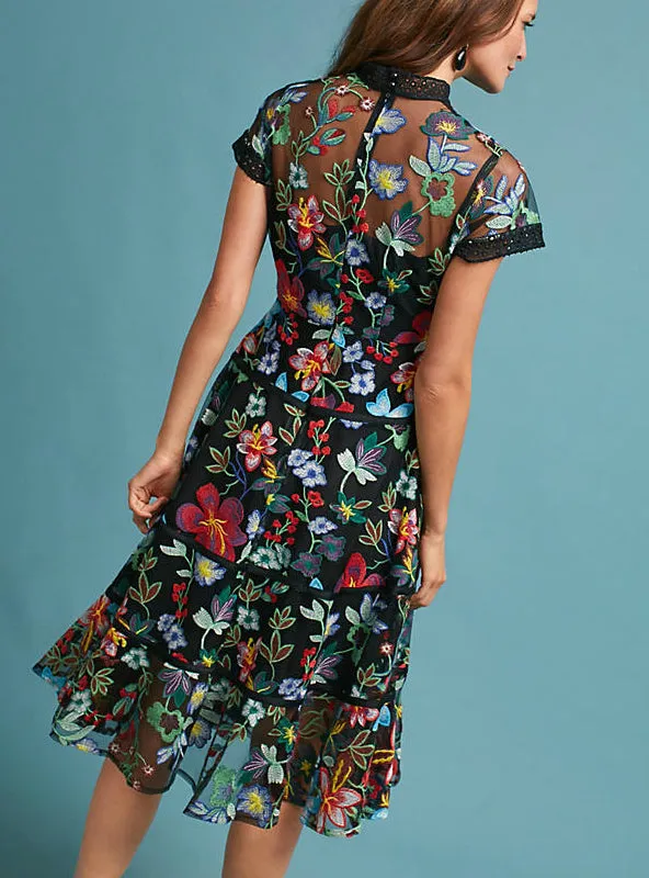 TastyHottie - Flower Embroidery Lace Dress Women Spring Summer Dress
