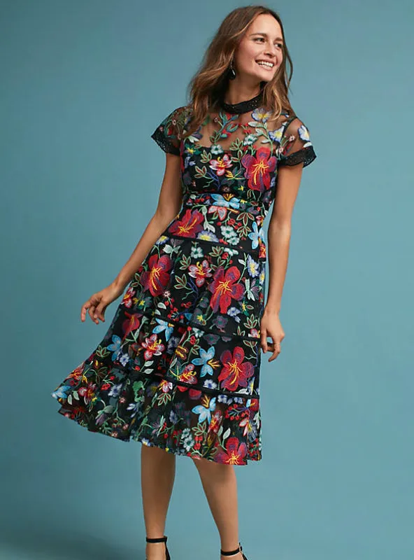 TastyHottie - Flower Embroidery Lace Dress Women Spring Summer Dress