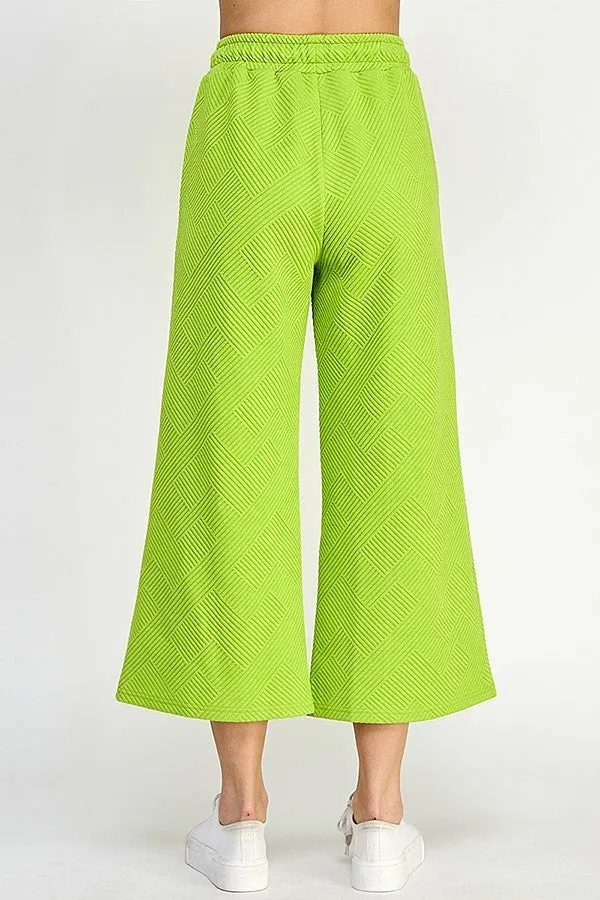 TEXTURED CROPPED WIDE PANTS