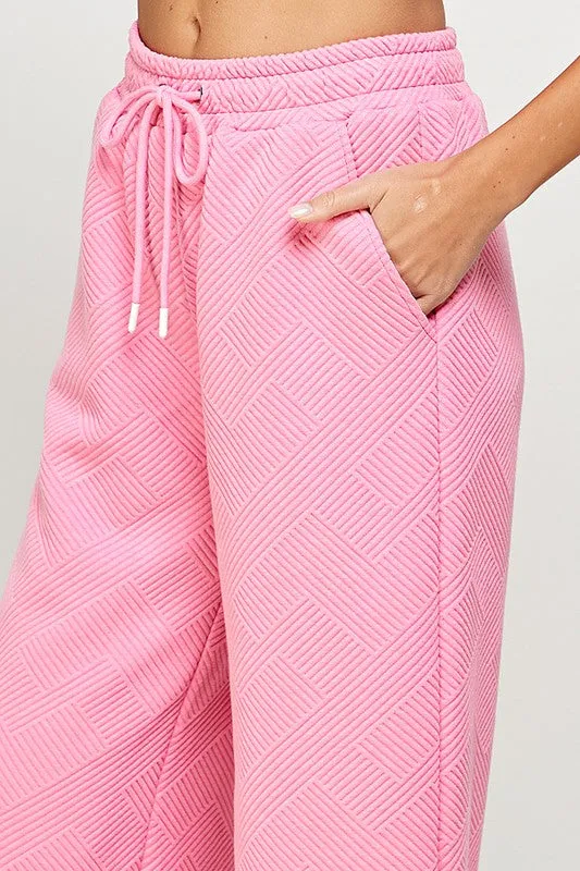 TEXTURED CROPPED WIDE PANTS