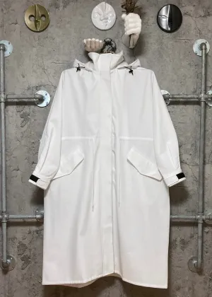 Uiscel water-repellent long coat stand collar white