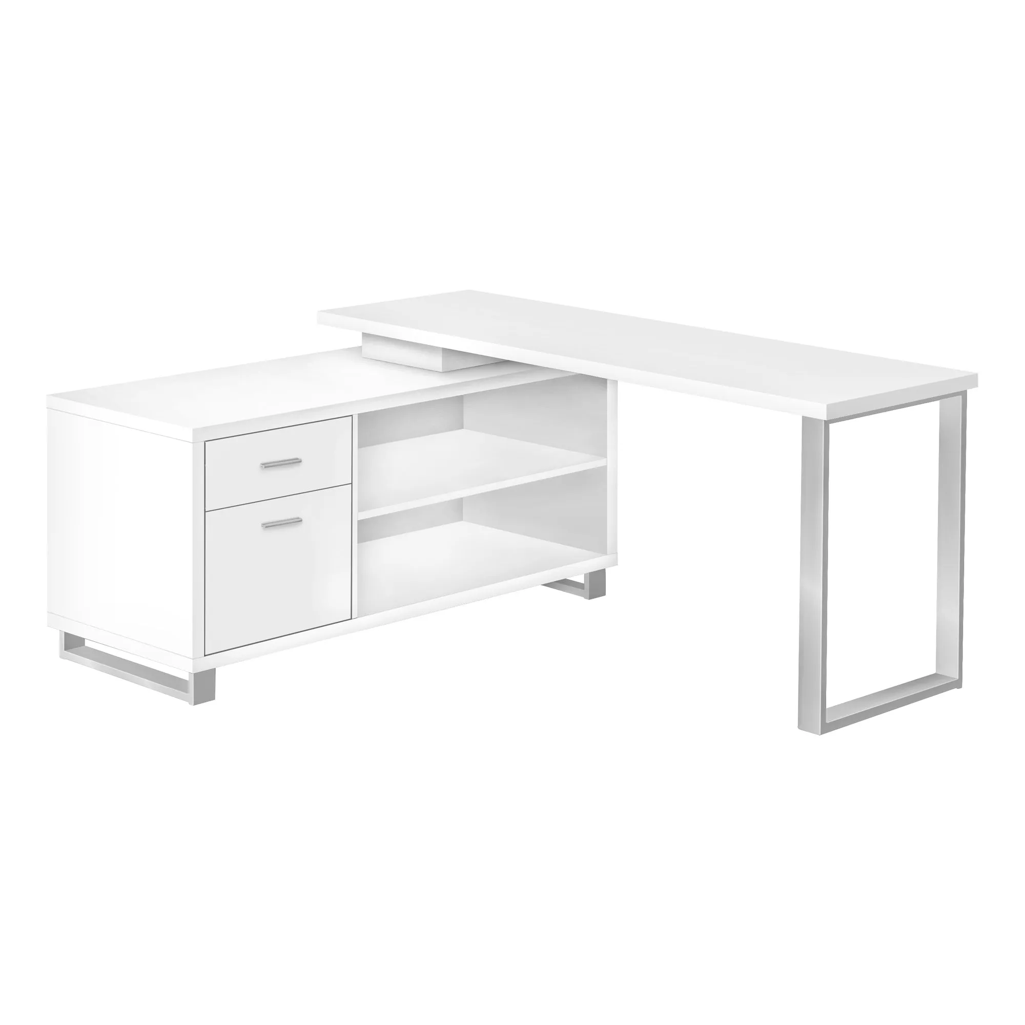 White 72" Executive L-Shaped Desk