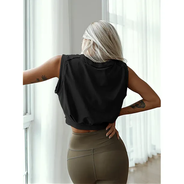 Women's Yoga Tops Sleeveless Running Gym Workout Sports Shirts